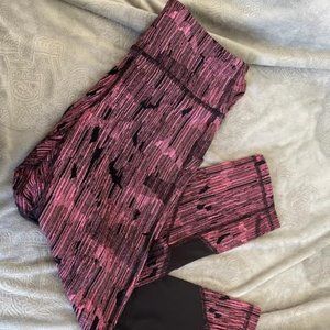 lululemon athletica leggings, black, pink, size 6